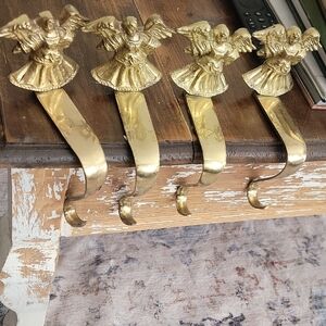 Charming Brass Gold Angel Christmas Hooks